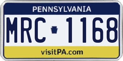 PA license plate MRC1168