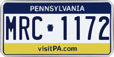 PA license plate MRC1172