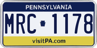 PA license plate MRC1178
