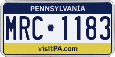 PA license plate MRC1183