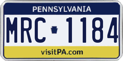 PA license plate MRC1184
