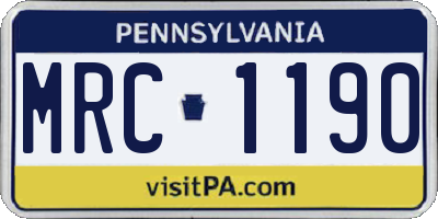 PA license plate MRC1190