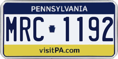 PA license plate MRC1192
