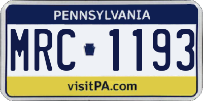 PA license plate MRC1193