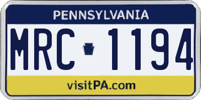 PA license plate MRC1194