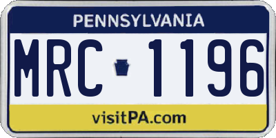 PA license plate MRC1196