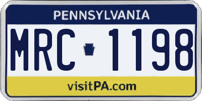 PA license plate MRC1198