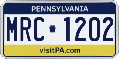 PA license plate MRC1202
