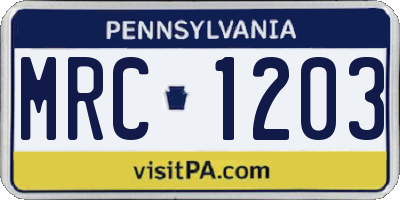 PA license plate MRC1203