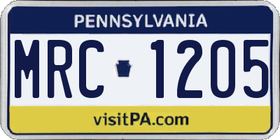 PA license plate MRC1205