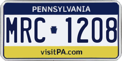 PA license plate MRC1208