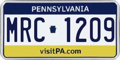 PA license plate MRC1209