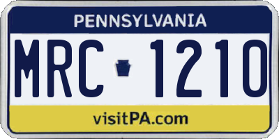 PA license plate MRC1210