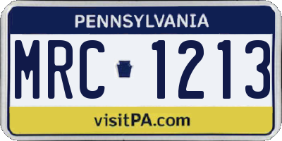 PA license plate MRC1213