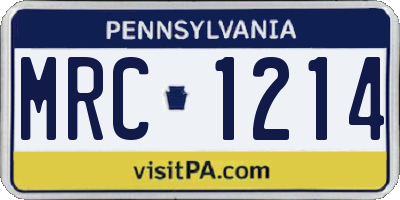 PA license plate MRC1214