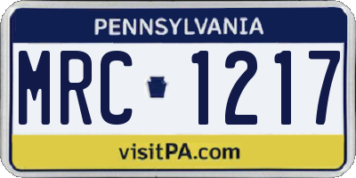 PA license plate MRC1217