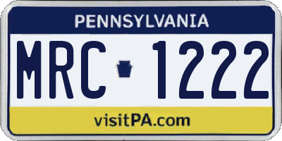 PA license plate MRC1222