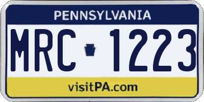 PA license plate MRC1223