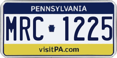 PA license plate MRC1225
