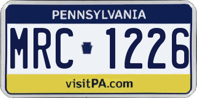PA license plate MRC1226