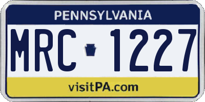 PA license plate MRC1227