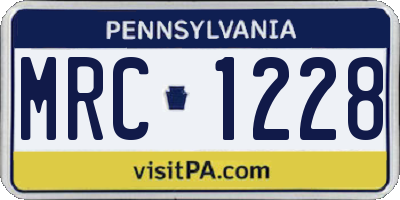 PA license plate MRC1228