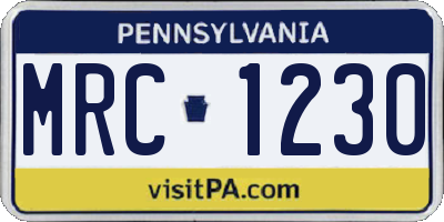 PA license plate MRC1230