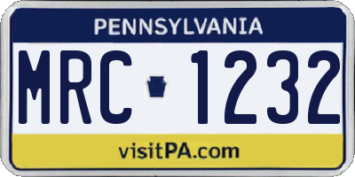 PA license plate MRC1232