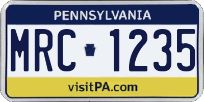 PA license plate MRC1235