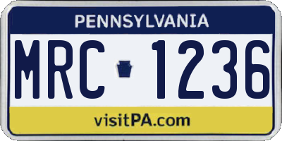 PA license plate MRC1236