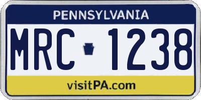 PA license plate MRC1238