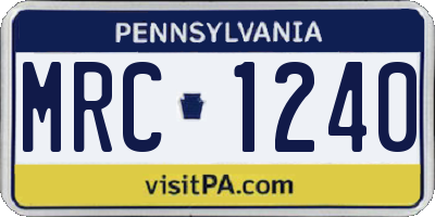 PA license plate MRC1240