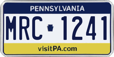 PA license plate MRC1241