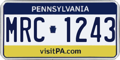 PA license plate MRC1243