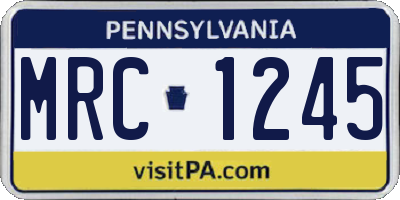 PA license plate MRC1245