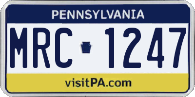 PA license plate MRC1247