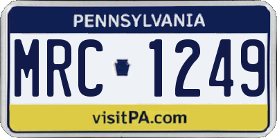 PA license plate MRC1249