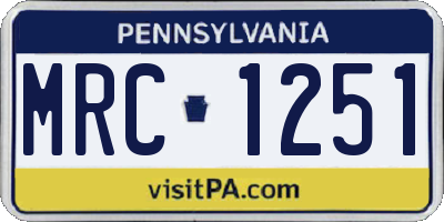 PA license plate MRC1251