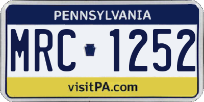PA license plate MRC1252