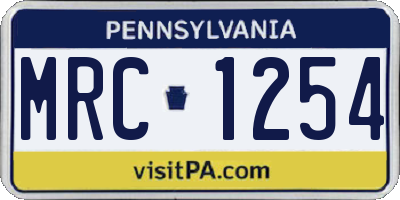 PA license plate MRC1254