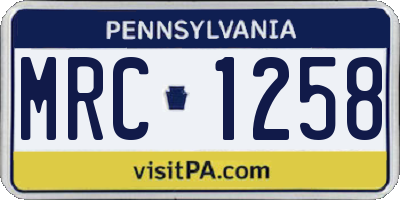PA license plate MRC1258