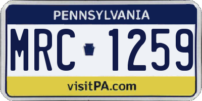 PA license plate MRC1259