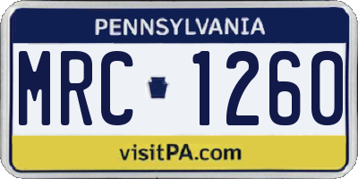 PA license plate MRC1260
