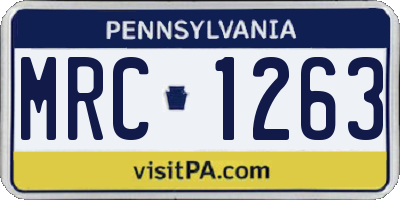 PA license plate MRC1263