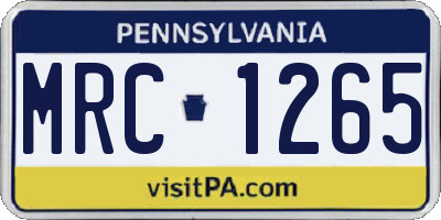 PA license plate MRC1265
