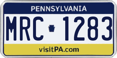 PA license plate MRC1283