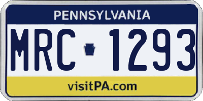 PA license plate MRC1293
