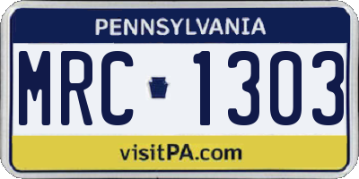 PA license plate MRC1303
