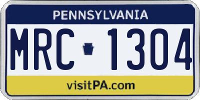 PA license plate MRC1304
