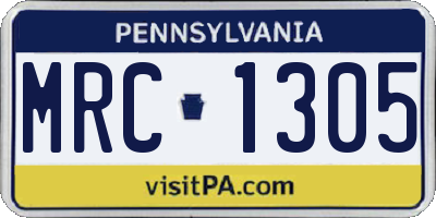 PA license plate MRC1305